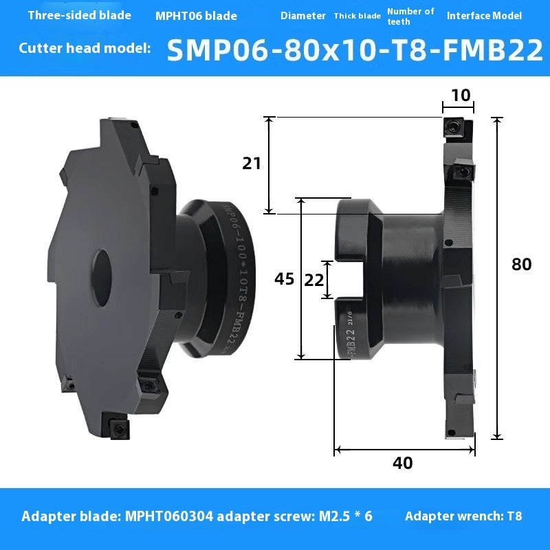 2082-CNC SMP 3 face and face milling cutter head saw blade sleeve indexable milling T-slot cutter head MPHT06 0812 Shandong Denso Pricision Tools Co.,Ltd.